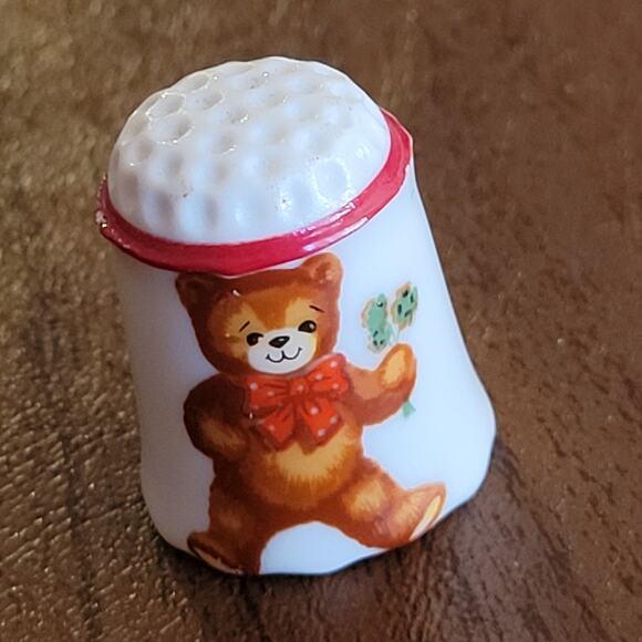 Vintage Reutter Stamped Germany Thimble Porcelain Teddy Bear - Picture 5 of 11